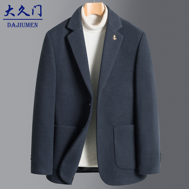 羊毛呢西装男士2025英伦风呢子大衣外套商务修身短款西服男装帅气