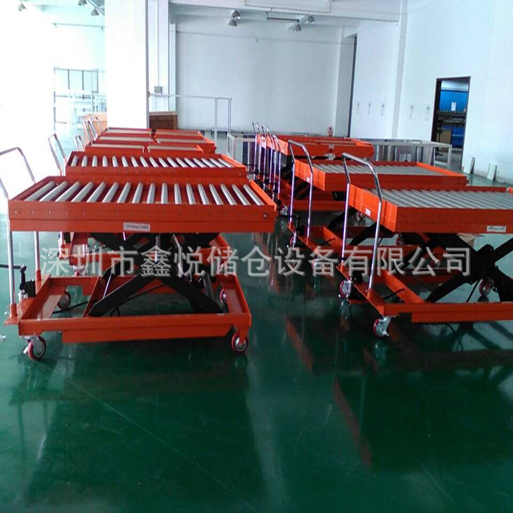 滚筒式手动平台车辊滚移动液压平台车 搬运升降车电动平台车