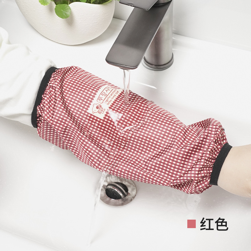 Nuevo estilo a cuadros mangas impermeables para mujer mangas de moda largas mangas para el hogar anti-aceite mangas para adultos y estudiantes al por mayor