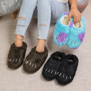 2026 New Cross-Border European and American Fashion Furry Bear Claw Snow Boots Plush Short Boots Height-Increasing Thick-Soled Foreign Trade Slippers 2026 New Cross-Border European and American Fashion Furry Bear Claw Snow Boots Plush Short Boots Height-Increasing Thick-Soled Foreign Trade Slippers