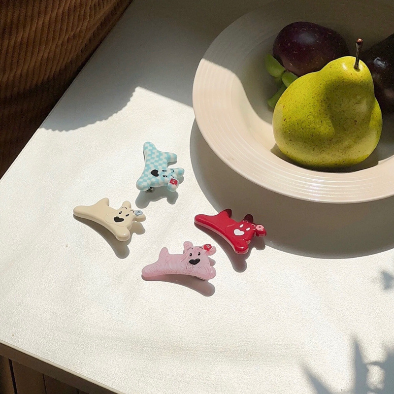 Tagi Same Style Haha Haha Puppy Diamond Acrylic Seamless Bangs Side Clip Cute Acetate Hairpin Duckbill Clip