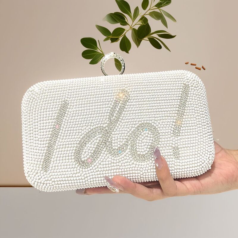 Cross-Border Hot-Selling White Pearl Hard Case Clutch Bag, Rhinestone Box Bag, Fashionable and Versatile Crossbody Evening Bag, Mobile Phone Bag Cross-Border Hot-Selling White Pearl Hard Case Clutch Bag, Rhinestone Box Bag, Fashionable and Versatile Crossbody Evening Bag, Mobile Phone Bag