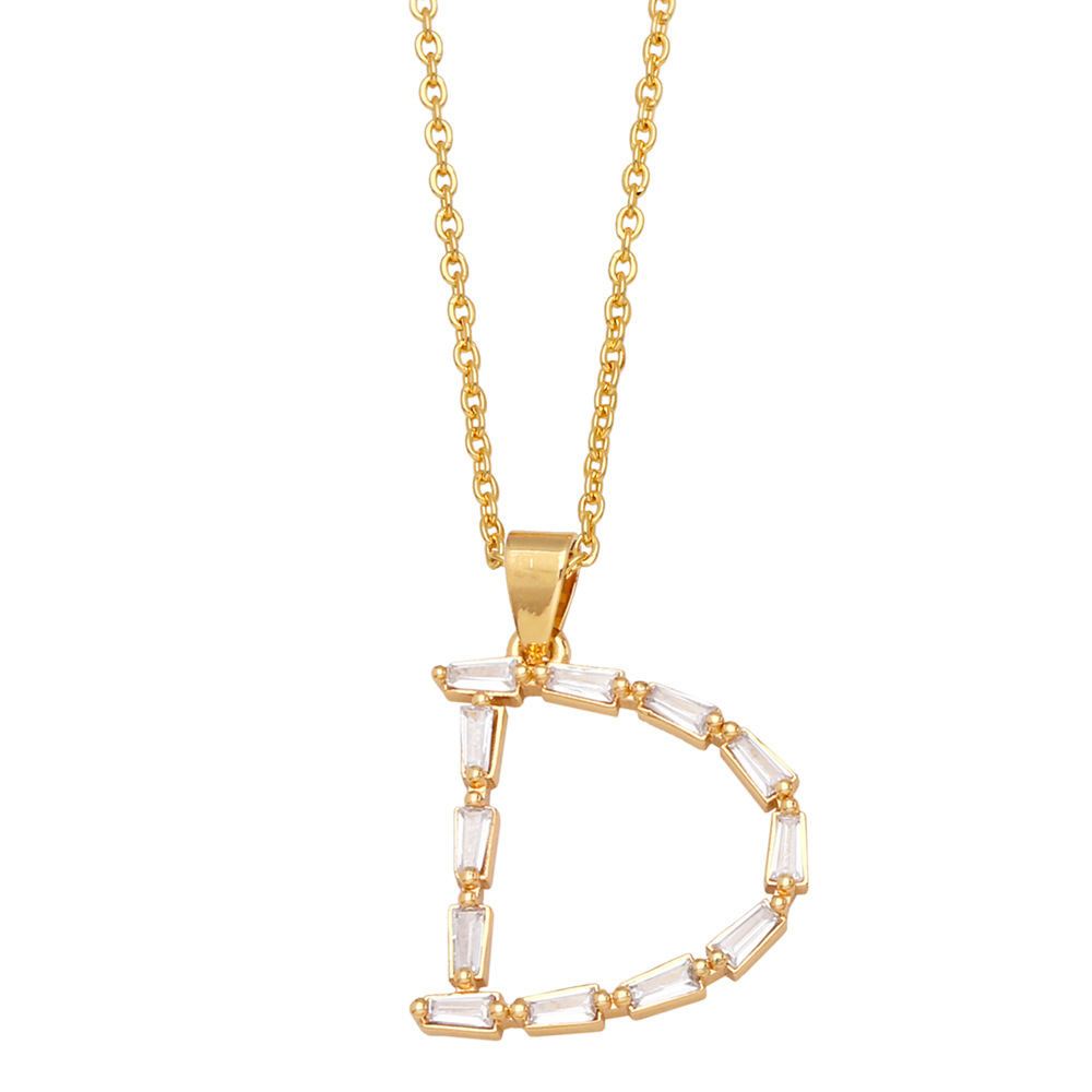 Fashion Letter Copper Inlay Zircon Pendant Necklace 1 Piece