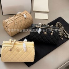 小香家25P菱格金扣单肩斜挎手提包女款小香保龄球包圆筒包笔筒包