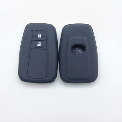 Suitable for Toyota Camry Rav4 Corolla Levin Wildlander Two-Button Key Soft Silicone Protective Cover (Static Rod/Key Bag) - black-white-keys