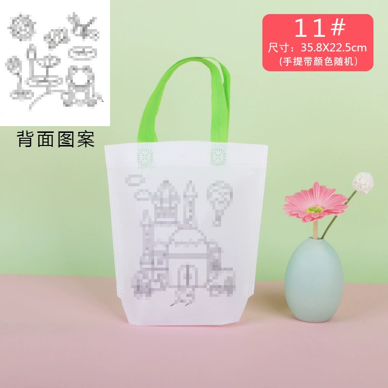 Двусторонняя раскраска-сумка для tote, безвредная текстильная нетканая ткань, дизайны можно раскрашивать вручную, ручная кладь 23.8×22.5 см