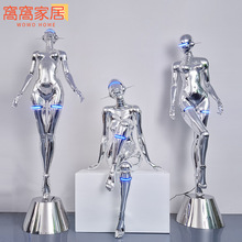空山基擺件未來機械姬女神雕塑藝術人物模大型落地燈酒吧KTV裝飾