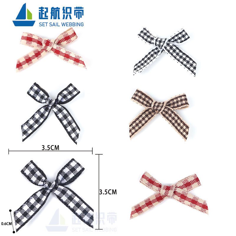 韩式复古0.6CM格子蝴蝶结发饰辅料发卡千鸟格配件饰品