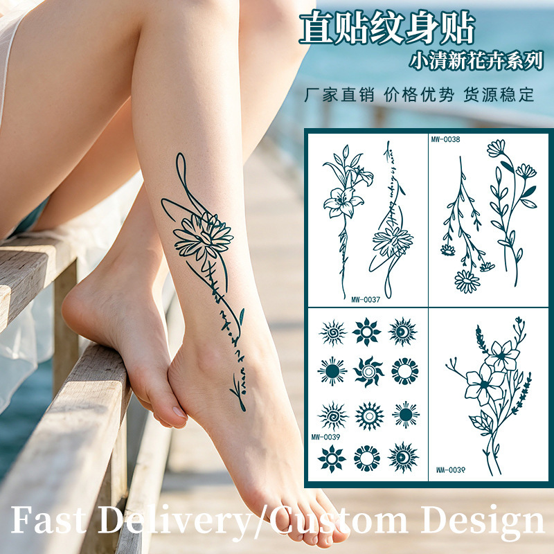 Cross-border temporary tattoos, long-lasting, waterless, herbal juice-based, no water needed, small and fresh design, available on Amazon Cross-border temporary tattoos, long-lasting, waterless, herbal juice-based, no water needed, small and fresh design, available on Amazon