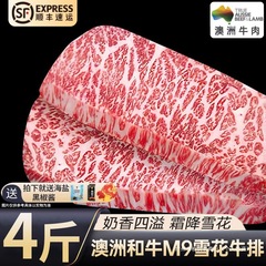 オーストラリア産M9スノーフレークステーキ オリジナルカット グレーンフェッド和牛 厳選牛 フレッシュ厚切り大盛りステーキ 輸入箱