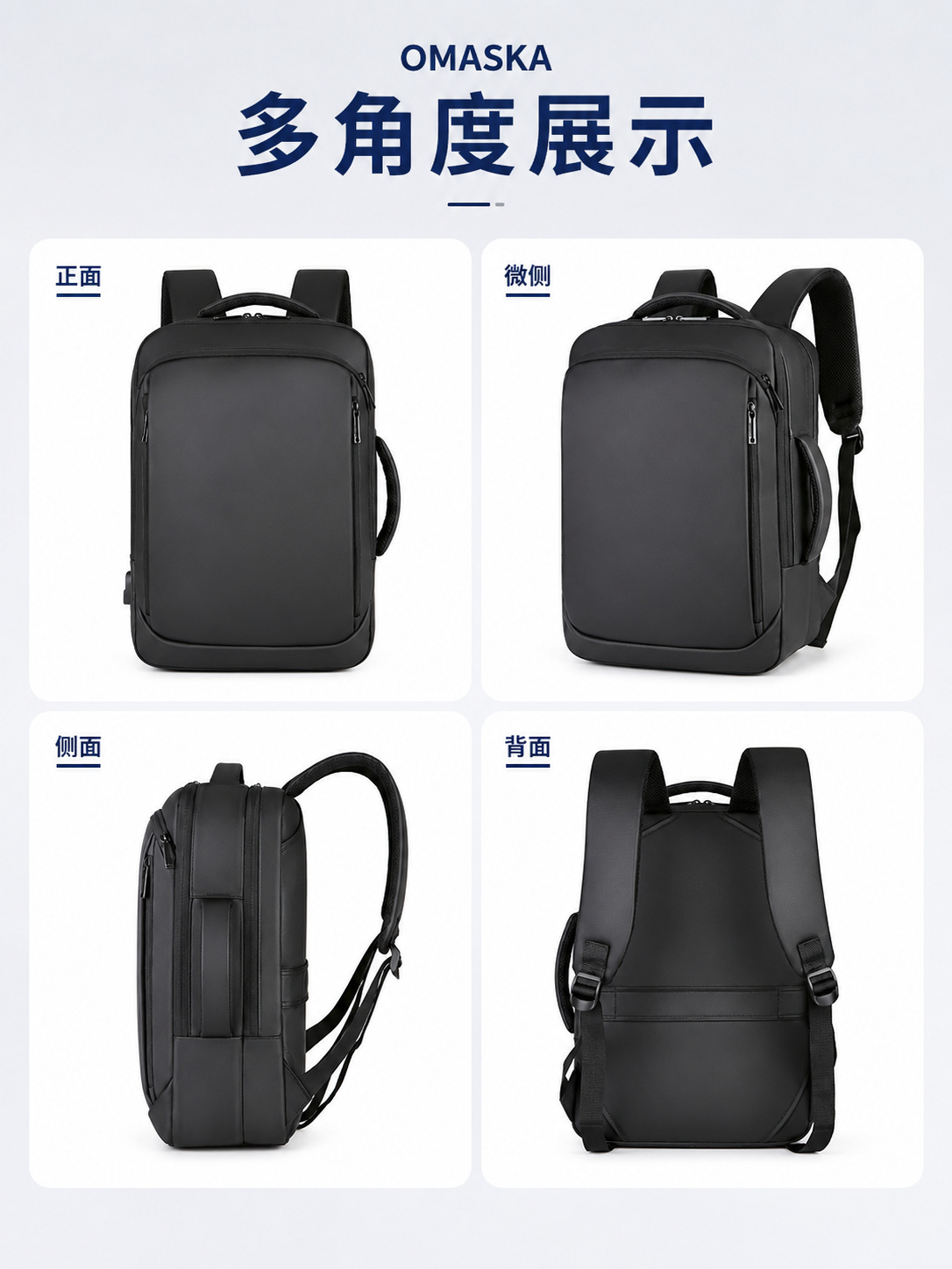 Mochila para Computadora de Negocios de Membrana, Impermeable y de Gran Capacidad para Viajes