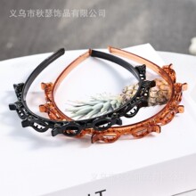跨境刘海编织发箍带齿欧美时尚多层镂空编织头箍发箍发卡压发发扣