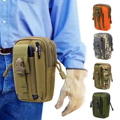Outdoor leisure sports tactical waist bag men's mobile phone bag wearing belt vertical camouflage hanging bag military fan waist bag large capacity