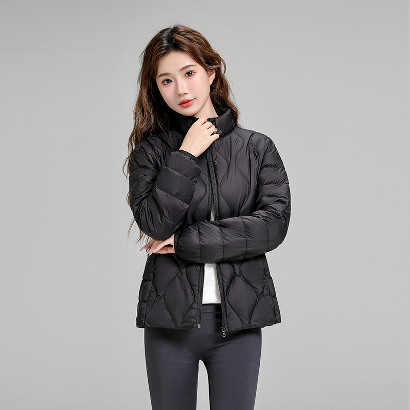 Chaqueta de plumón casual ligera de mujer moda polifacética blanca ligera caliente invierno y otoño abrigo delgado grande