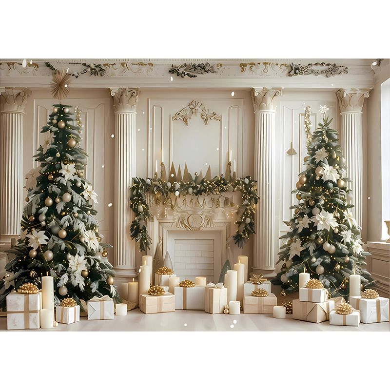 2025国境を越えたアマゾンのギフトボックスクリスマスのドアの幅の背景の布の丸い写真の道具のパーティーの装飾の旗|undefined
