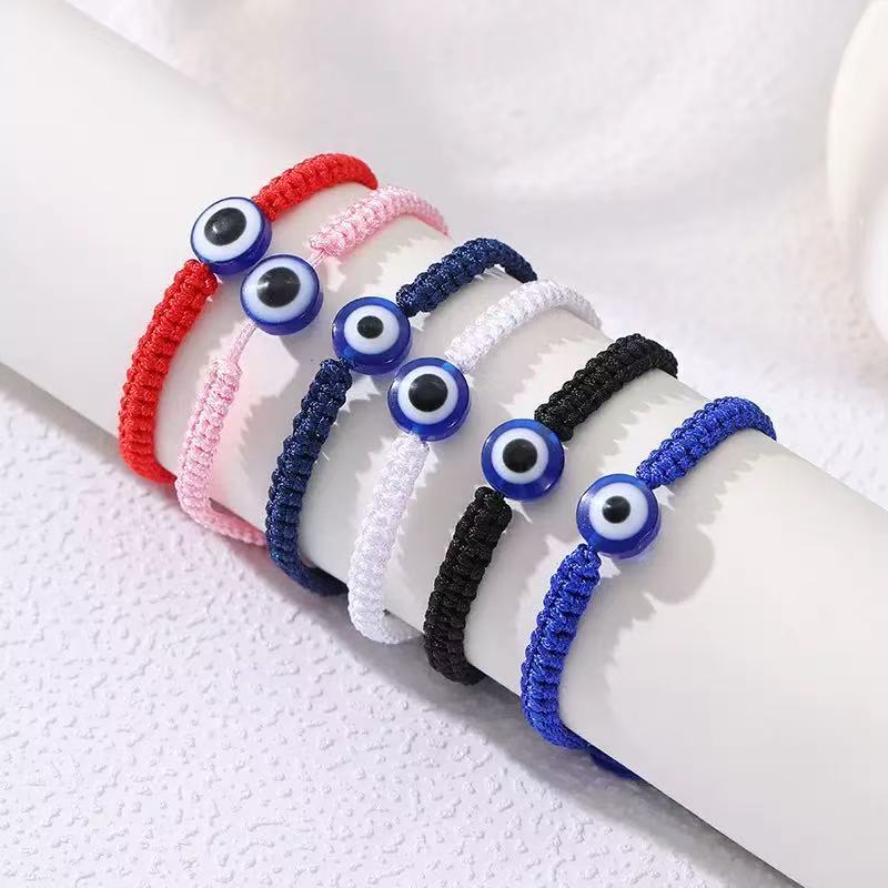 European and American Cross-Border Bracelets Hot-Selling Blue Eyes Evil Eye Red Rope Hand-Woven Devil Eyes Adjustable Knot Bracelet European and American Cross-Border Bracelets Hot-Selling Blue Eyes Evil Eye Red Rope Hand-Woven Devil Eyes Adjustable Knot Bracelet