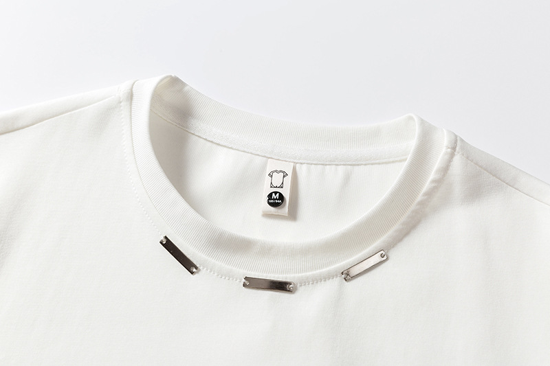 Herren T-shirt Mit Metalldetail Einfarbig Klassische Passform_voghion.com