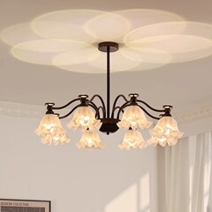 フランス式中古リビングルームのシャンデリアすずらん花投影アイガード照明器具アメリカ式レトロダイニング寝室ホールメインライト