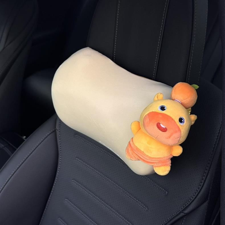 Authentic Capybara Lulu Car Headrest Neck Pillow Car Seat Cushion Car Interior Pillow Lumbar Support Set for Women