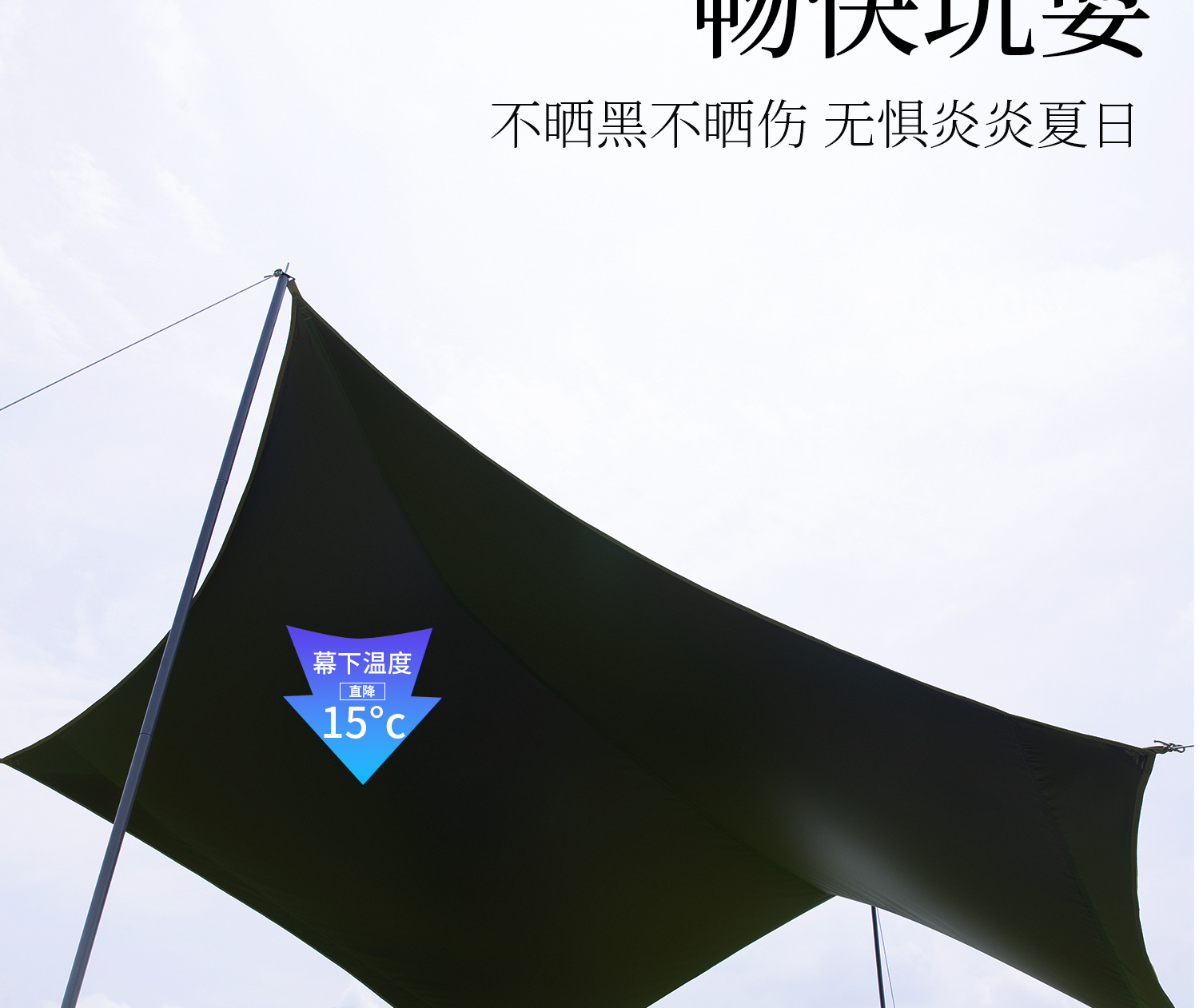 Mountain Guest's New Titanium Black Plastic Canopy Camping Style Outdoor Portable Outdoor Canopy Is Wind-Proof, Rain-Proof and Uv-Proof