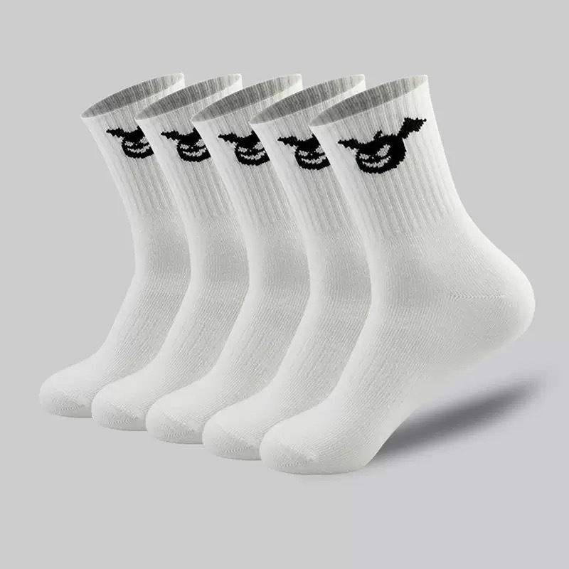 Calcetines de Otoño e Invierno para mujer calcetines de media pantorrilla calcetines de pila de color sólido japonés para mujer Calcetines deportivos con cordón de marea medias en blanco y negro