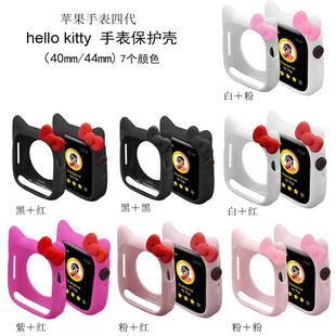 Suitable for Apple Watch 5678910 Generation Cartoon Bow Silicone Protective Cover iWatch Kitty Cat Watch Case
