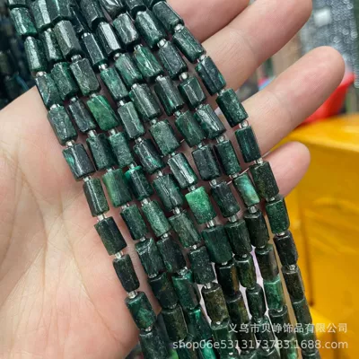 Zərgərlik ara hissələri: loose beads diy jewelry accessories - 6natural-emerald-8x11mm-pillar-beads-approx-15-beads-per-strand-short-style