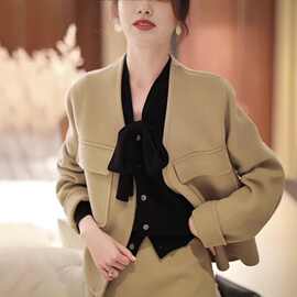 小个子新品感御姐套装时尚名媛小香风洋气毛呢西装两件套女图片色