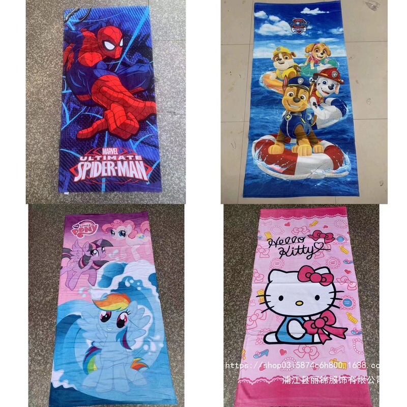 Foreign Trade Style Cartoon Bath Towel, Cute Body Towel, Microfiber Beach Towel, Soft and Absorbent