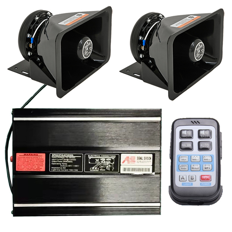 Wireless siren 400W car alarm loudspeaker high-pitched speaker AS7200B-2 + black horn