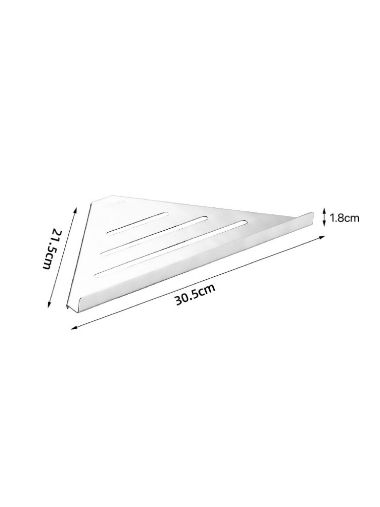 Estante de Esquina de Acero Inoxidable sin Taladro - Para Baño, con Drenaje