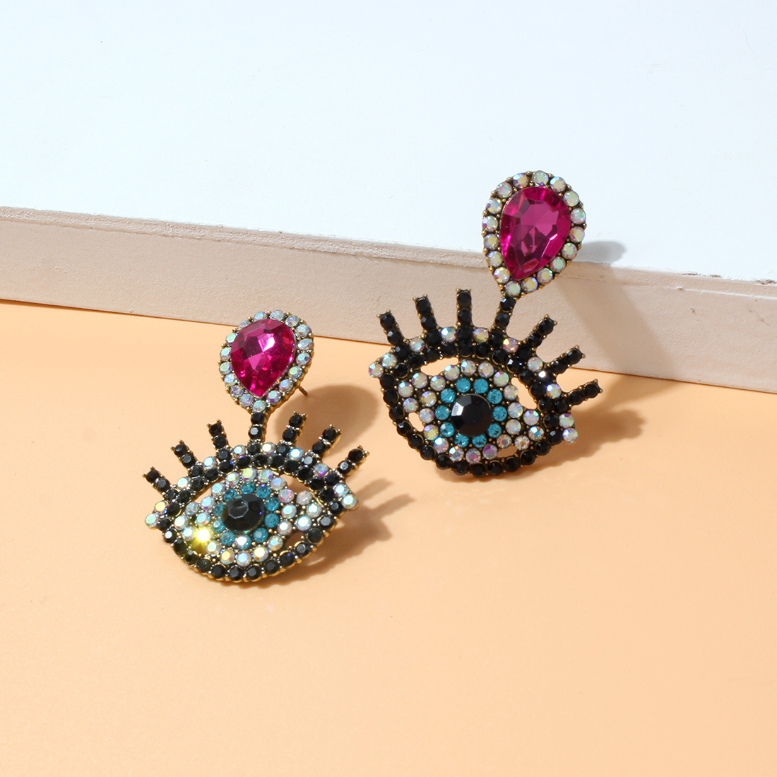 Drop Earrings Classification 1 Pair Quantity Daily Occasion Alloy Material Fashion Devil's Eye Alloy Inlay Rhinestones Women's Drop Earrings 1 Pair