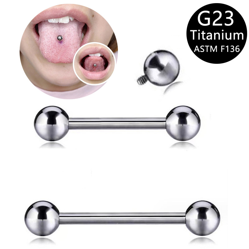 Cross-Border New 1.6mm Inner Tooth Ball Tongue Nail G23Titanium Tongue Ring Piercing Ear Bone Nail Jewelry Dropshipping