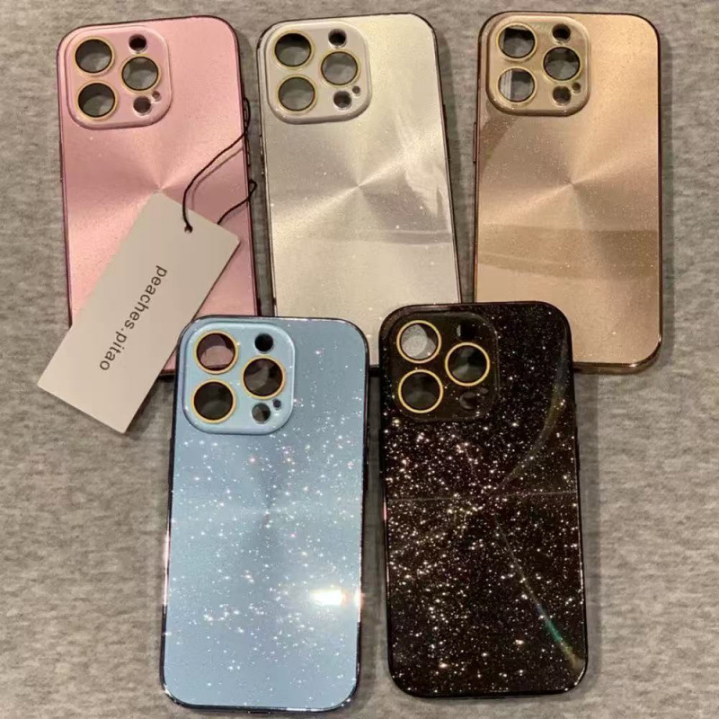 ins简约极光细闪粉纯色适用iPhone16promax苹果15手机壳14全包13|undefined