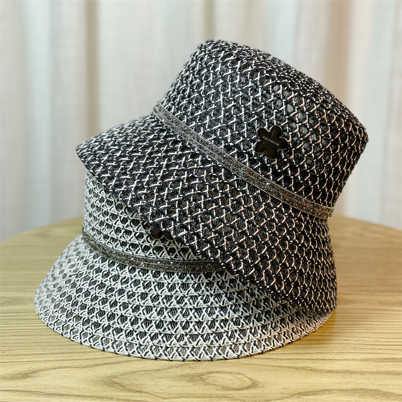 Neuer Wasser-Diamant-Buchstabe-Wassereimer-Fischerhut Strohhut Frühlings- und Sommerausflüge für Kinder Sonnenschirm Japanisches Netz Rot Schwarz Topfhut Flut_voghion.com