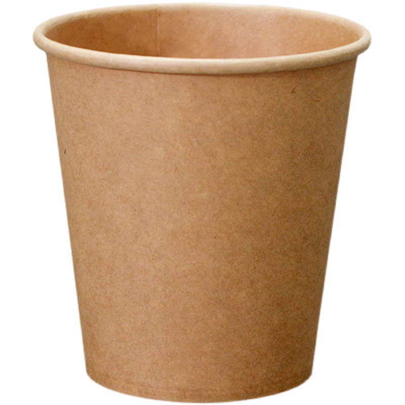 Taza de papel Kraft desechable al por mayor de una sola capa engrosada café leche té con tapa anti-escaldadura bebida caliente taza de papel LOGO puede ser personalizado