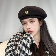 秋季韩版爱心贝雷帽时尚高级感百搭网红ins风帽子女显脸小画家帽