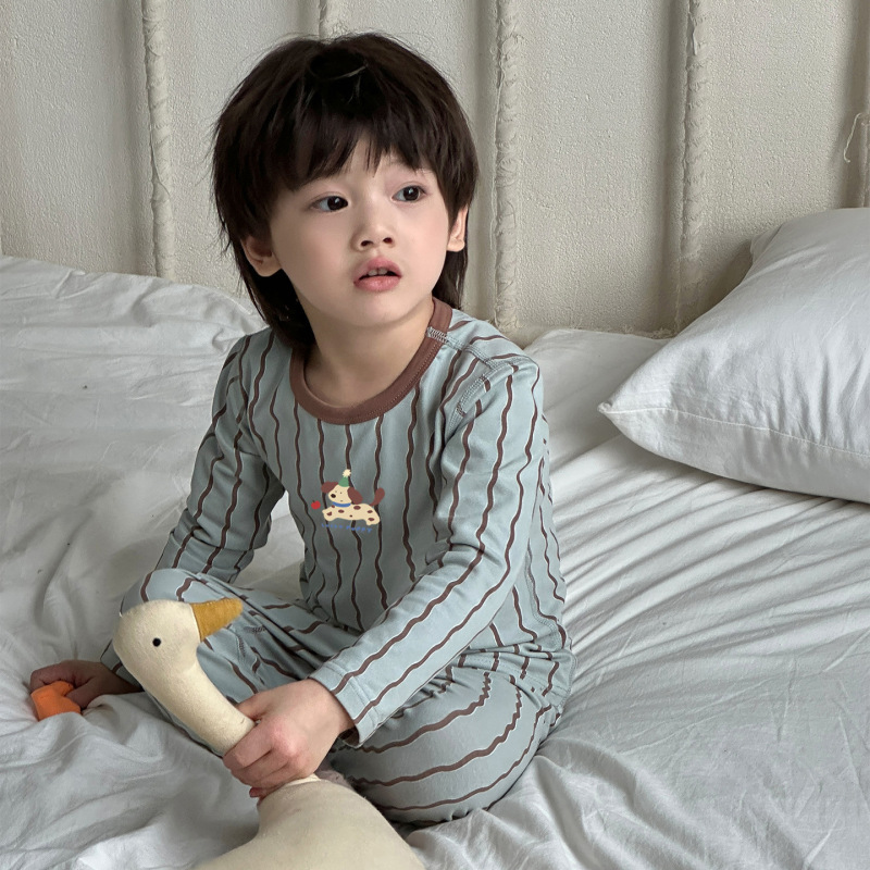 10A抗菌儿童纯棉无骨莱卡家居服男女宝宝秋衣秋裤睡衣套装童装|undefined