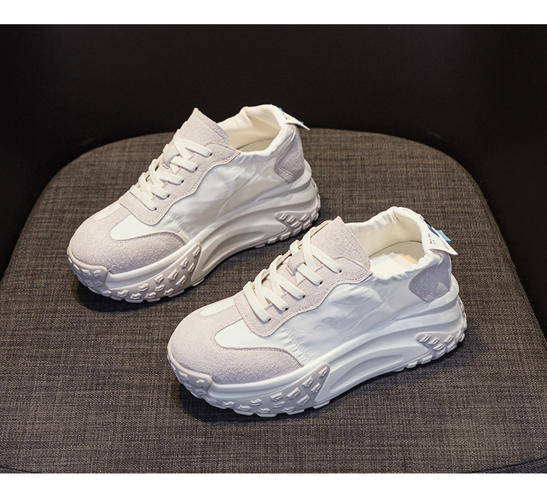 Giày sneaker chunky đế dày nữ mũi tròn tăng chiều cao mùa hè 2025 — M2376 màu vàng, M2376 màu be, M2376 màu xanh lam, M2376 màu hồng chi tiết 12