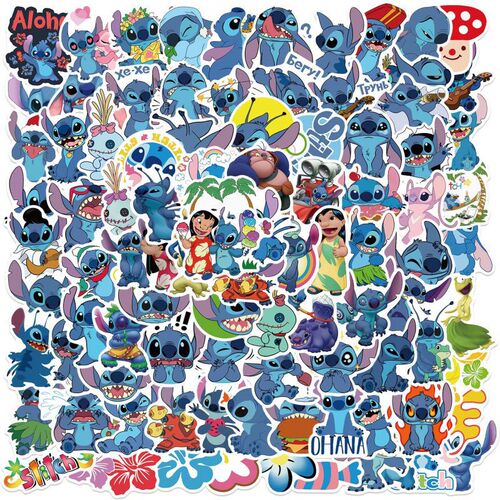 100 Animated Movie Lilo & Stitch Doodle Sticker Luggage Decor DIY Cartoon Sticker Wholesale