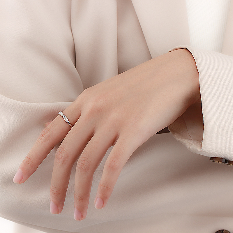 S999  링 여성용 라이트 럭셔리 하이 엔드 러브 카 꽃 프로스트 새로운 오프닝 조정 가능한 실버 핸드 쥬얼리