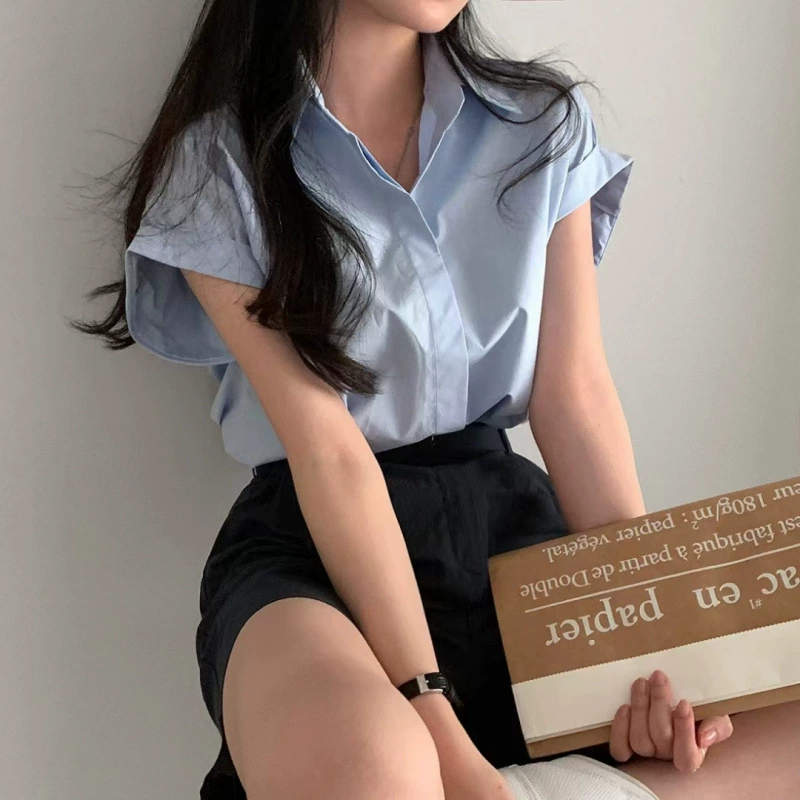 Корейская шикарная летняя простая свободная рубашка для женщин