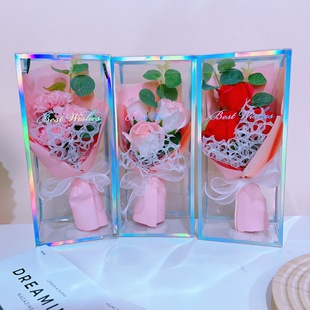 3 Soap Flower Carnation Gift Box Teacher's Day Valentine's Day Creative Small Gift Cross-Border Wholesale Exquisite