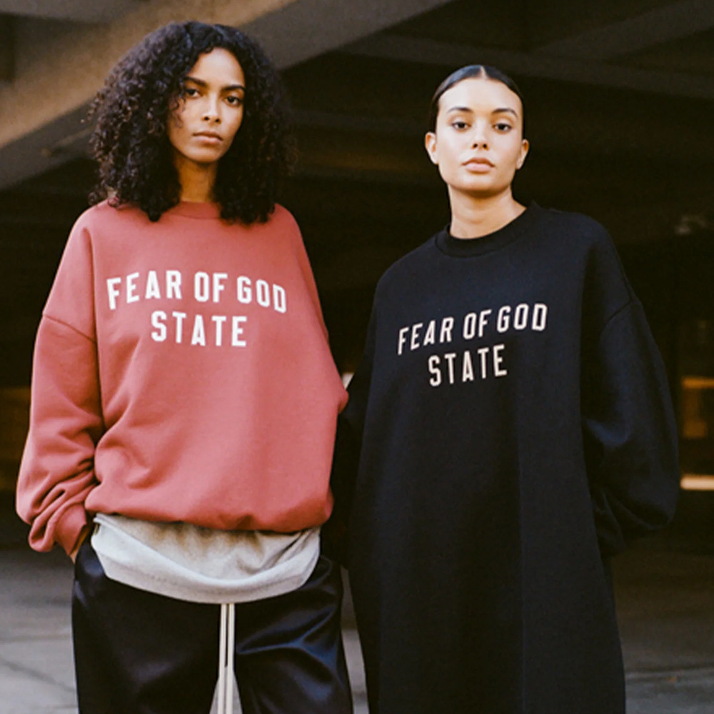 24FW FOG ESSENTIALS Lavado y anticuado letras impresas parejas masculinas y femeninas con el mismo estilo suéter de cuello redondo