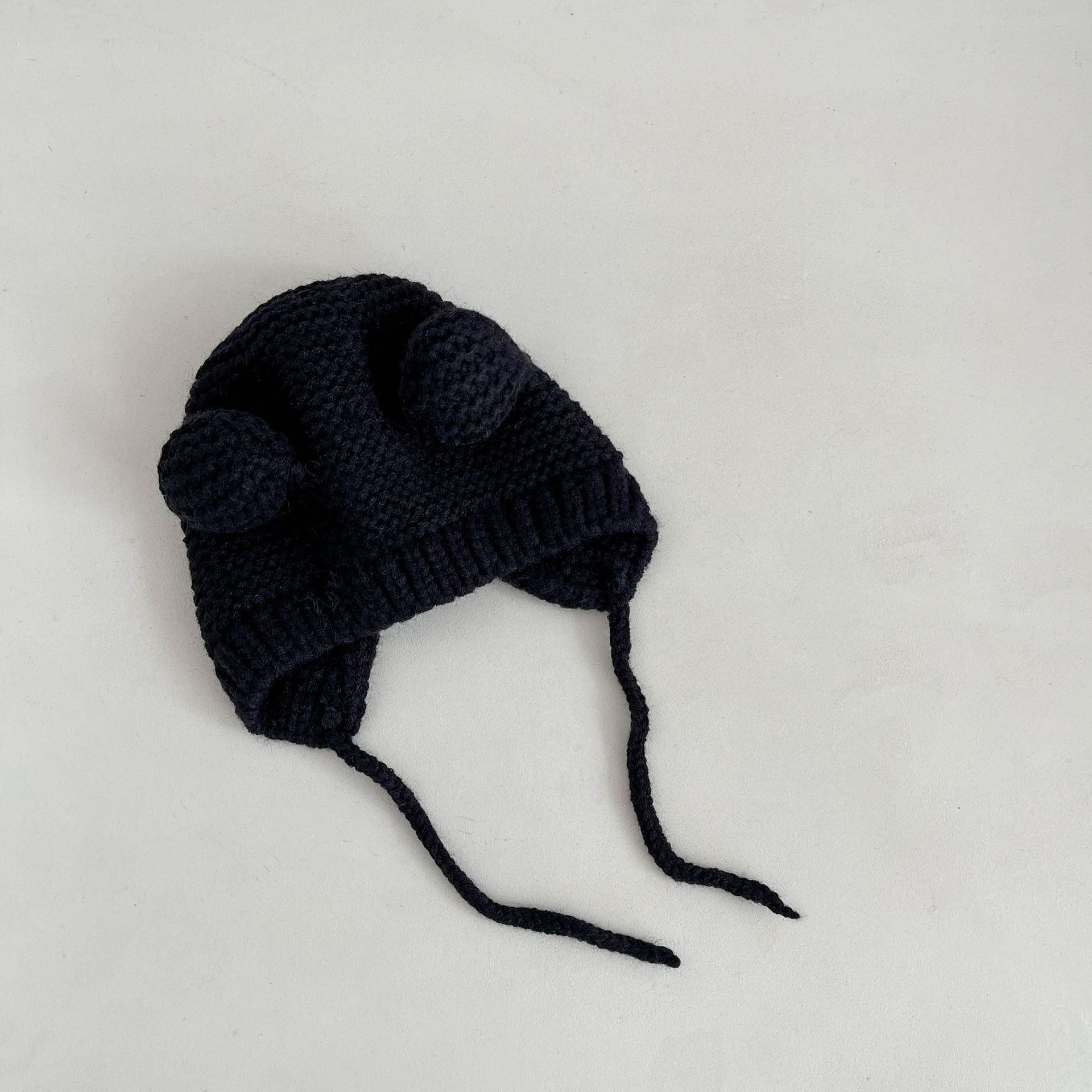 Coreano ins gorra para bebés adorable super lindo orejas de oso rojo otoño y invierno para bebés varillas de lana gorras para orejas