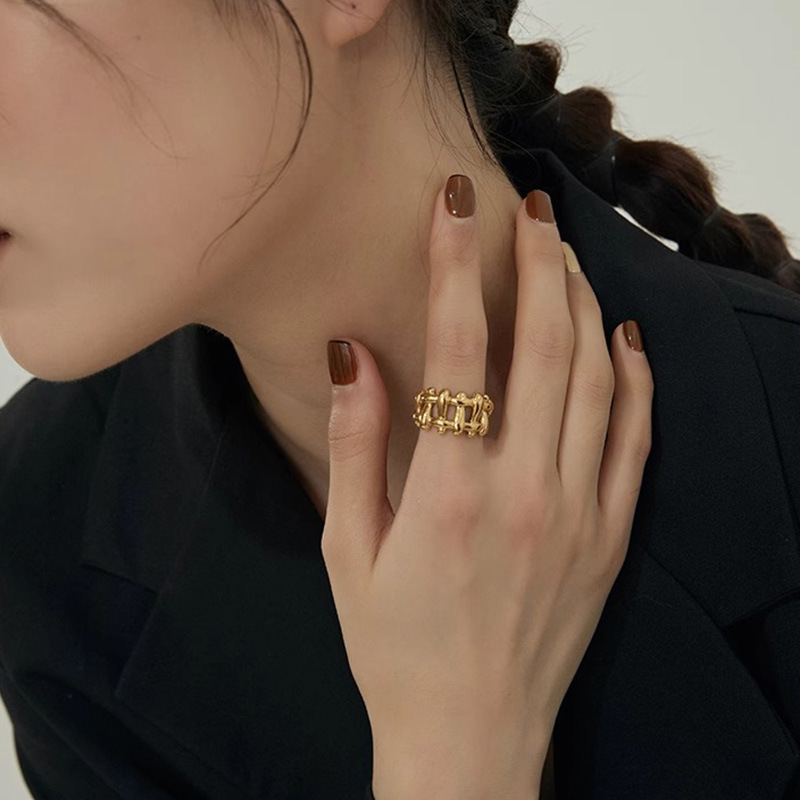 짠 커버 링 오프닝 틈새 중립 레트로 커플의 축하 인터넷 축하 남성과 여성을위한 조정 가능한 반지