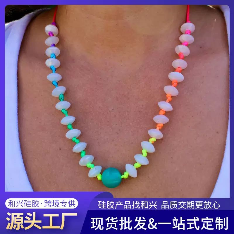 工厂定制硅胶隔珠项链百搭款妈妈饰品DIY首饰食品级硅胶珠子串珠