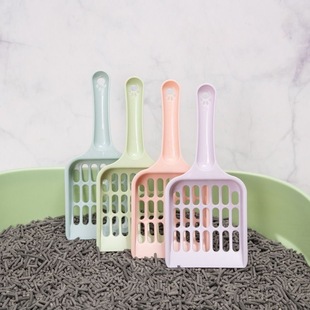 Pet Cat Litter Shovel Plastic Long Handle Cut Out Cat Poop Shovel Candy Color Cat Poop Toilet Small Cat and Dog Poop Picker