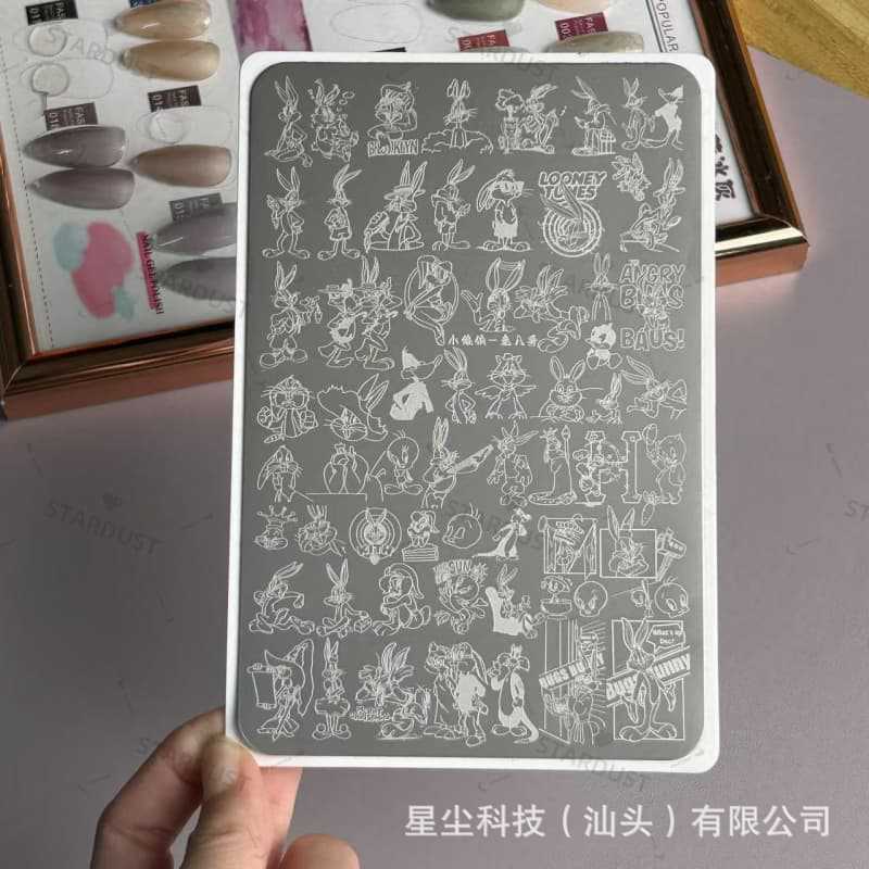 星尘跨境小红书直播美甲磨砂转印钢板格纹法式百搭蕾丝彩绘印图板|undefined