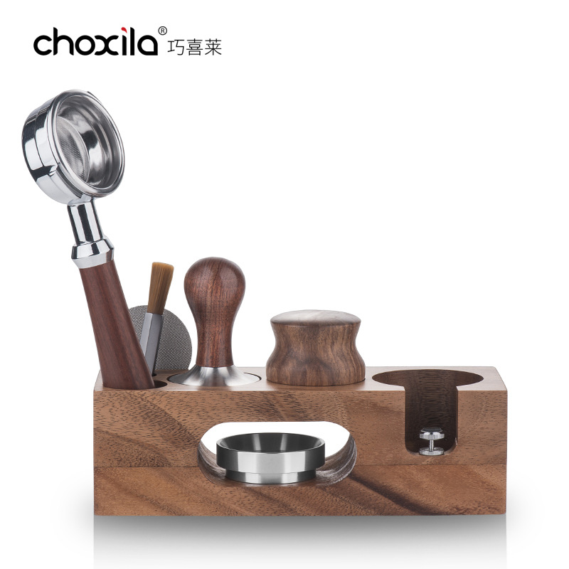 Polvo de café de madera maciza Base de prensa Máquina de café Mango Dispositivo de soporte Almacenamiento de presión Asiento de relleno Polvo de tela Soporte de cojín del asiento